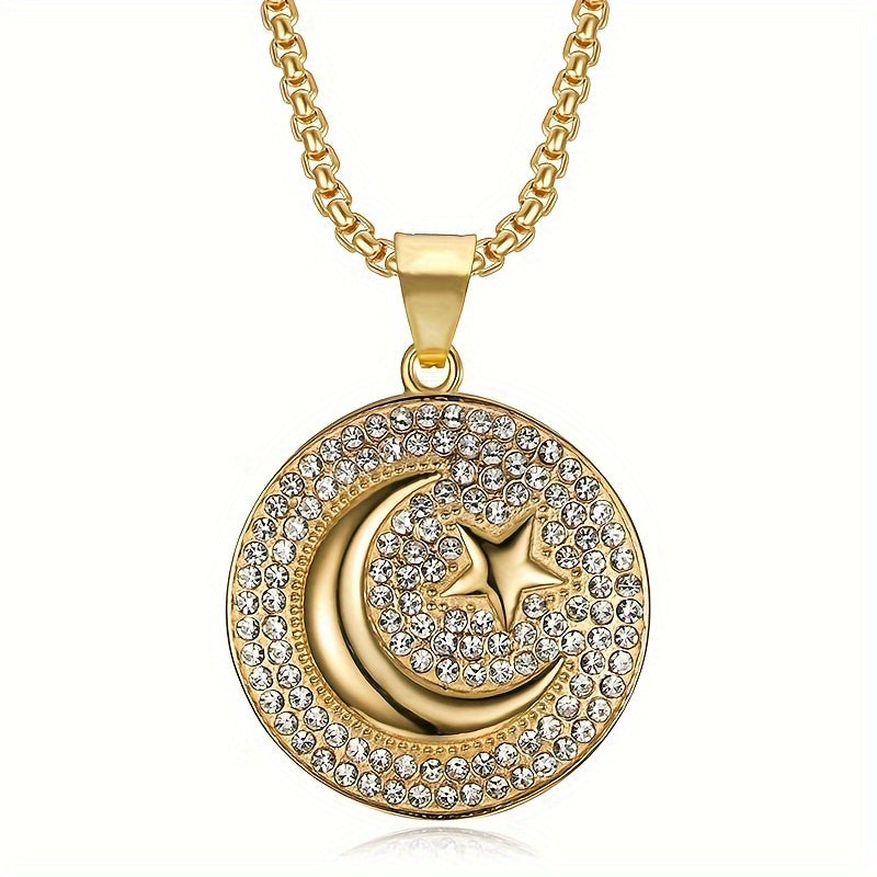 1pc Muslim Crescent and Star Islamic Necklace Amulet Islamic Jewelry Gift for Friends