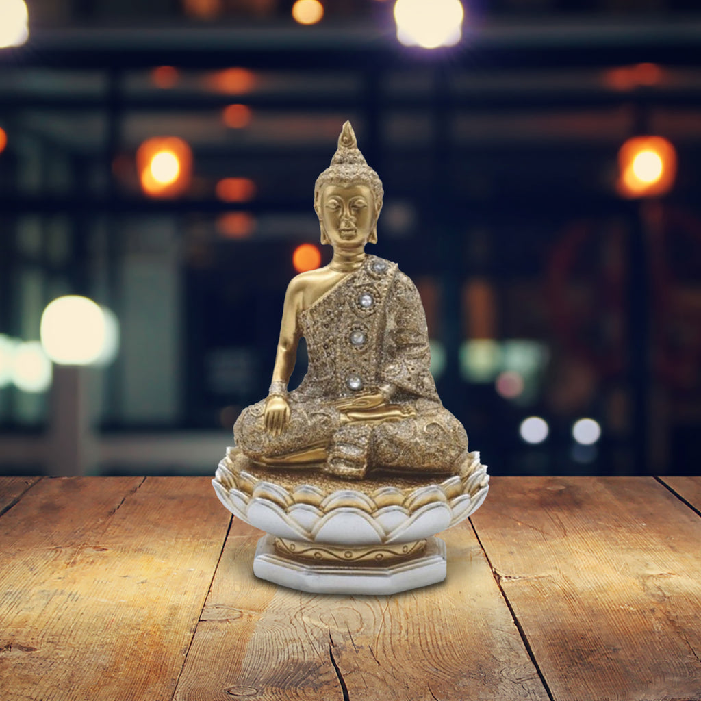 FC Design 6"H Earth Touching Buddha on Lotus Seat in Gold and Silver Figurine Statue Home/Room Decor and Perfect Gift Ideas for House Warming, Holidays and Birthdays Great Collectible Addition