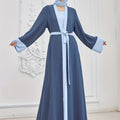 Two-piece Traditional Clothing Muslim Women's Long Loose Elegant Dress Robe Vest with Headscarf
