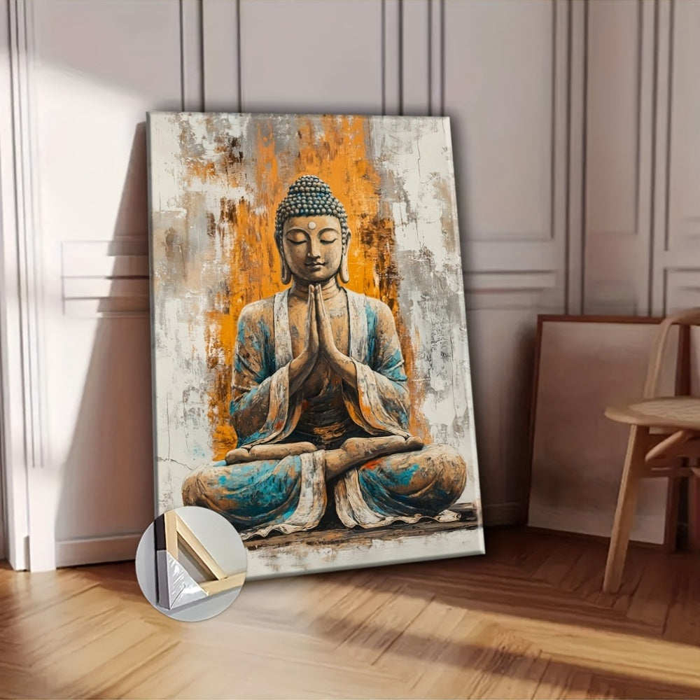 1pc Buddha Meditation Painting Canvas Print Poster with Wood Frame - Valentine'S Day Gift Room Decor Bedroom Decor Wall Decor Bathroom Decor Home Decor