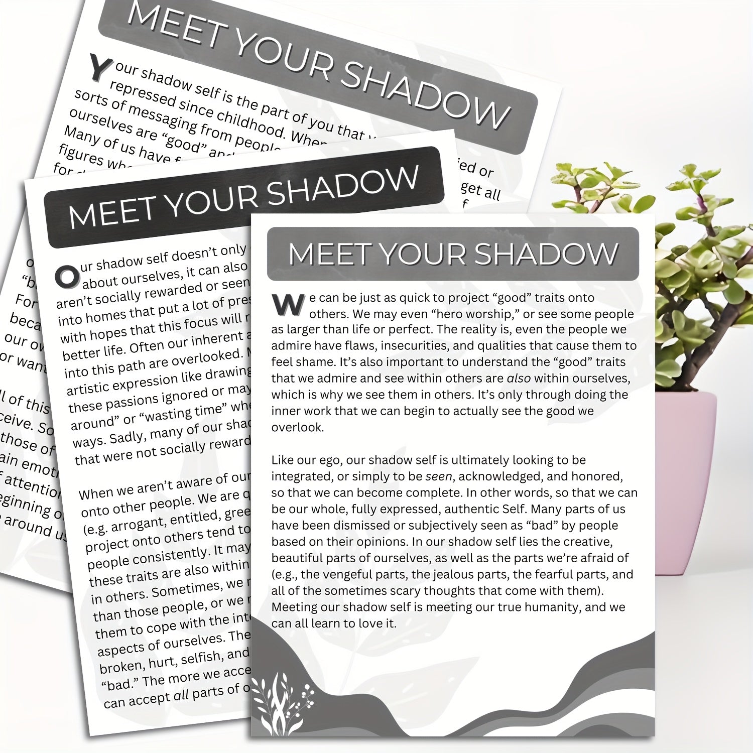 2 Books in 1: Shadow Work Journal & Guide for Beginners - Spiral Bound Undated Psychological Shadow Work Notebook with Dark Tree & Pink Blossoms Design, Self-Help Exercises to Integrate & Transcend Shadows, Daily Reflections