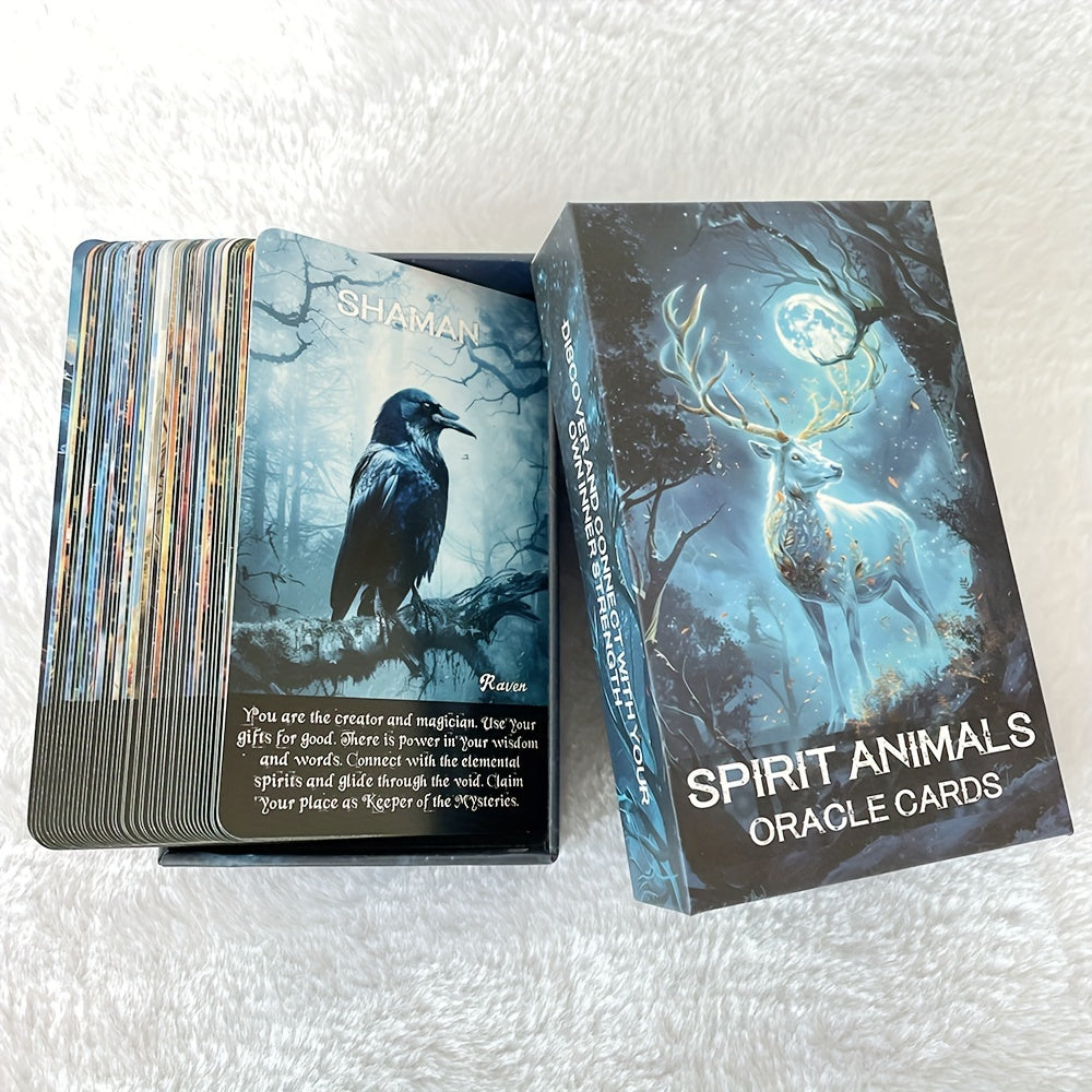 Animal Oracle Cards, Animal Tarot Cards, Animal Information, Tarot Cards with Keywords, Fortune Telling Toy, 4.72x2.76inch, 52 Cards