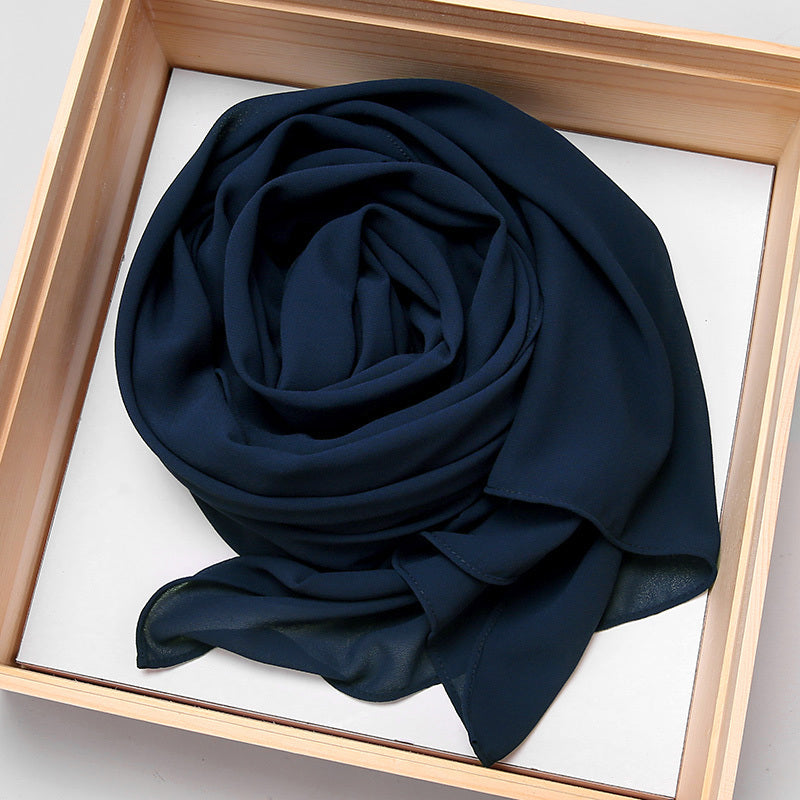 Large Rectangular Solid Color Chiffon Hijab Scarf with Elastic Band - Breathable & Lightweight, Perfect for Ramadan & Muslim Festivals, Easy to Wear as a Shawl or Wrap