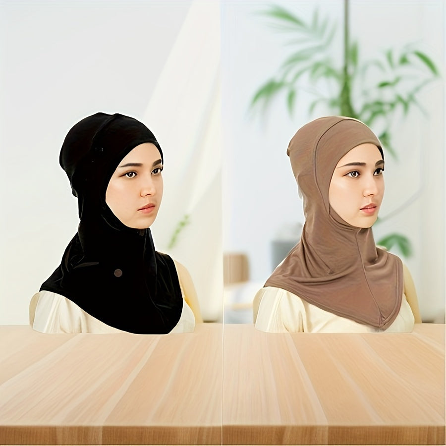 2pcs New Turban Cap Hijab Cap Ramadan Hat Hijab Thin Breathable Elastic Pullover Caps Elegant Style Muslim Head Wrap Gifts For Eid