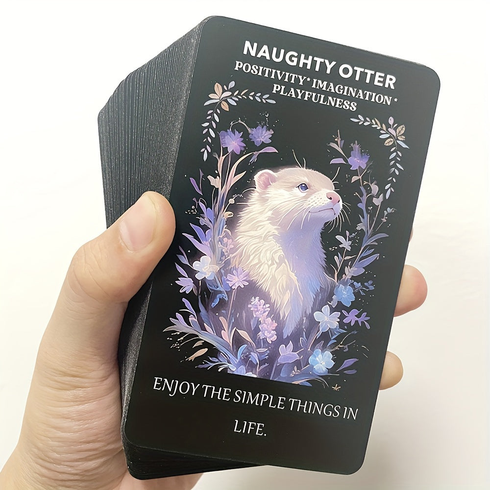 Animal Tarot Cards, Cute Forest Oracle Cards, Fortune Telling Toys, Tarot Cards with Keywords, 4.72x2.76inch, 57 Cards