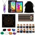 1set 78 Tarot Cards with Guide Book, Black Tarot Deck Gift Set with Tarot Cloth, Chakra Stones and More, Tarot Cards Deck Fortune Telling Game Craft Cardboard for Beginners and Expert Readers