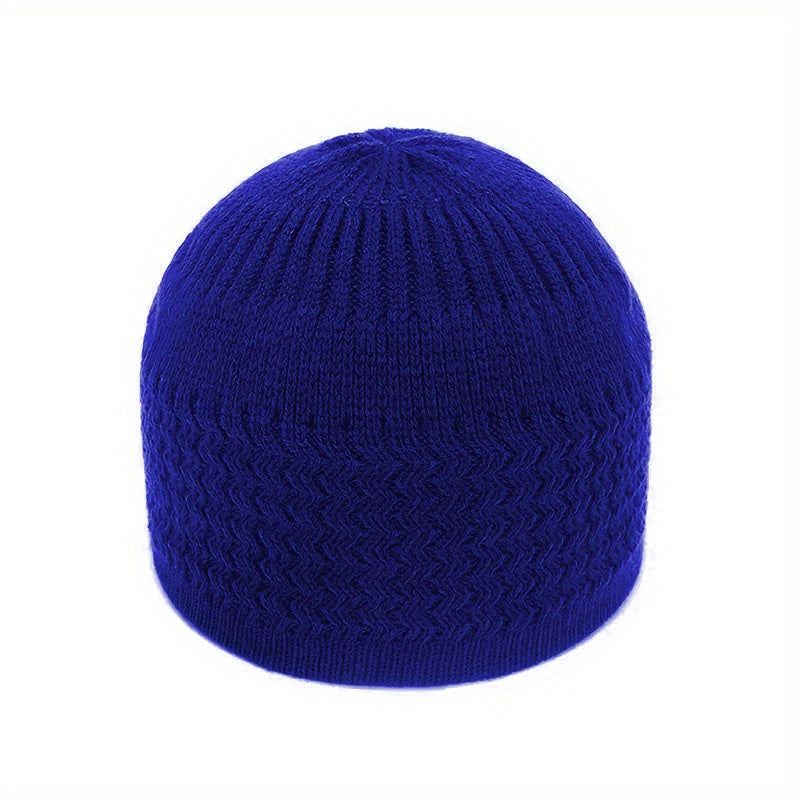 European And American Spring And Autumn Knitted Skull Cap, Unisex Wavy Jacquard Unisex Dome Warm Beanie Cap, Muslim Pullover Knitted Hat, Ideal Choice For Gifts