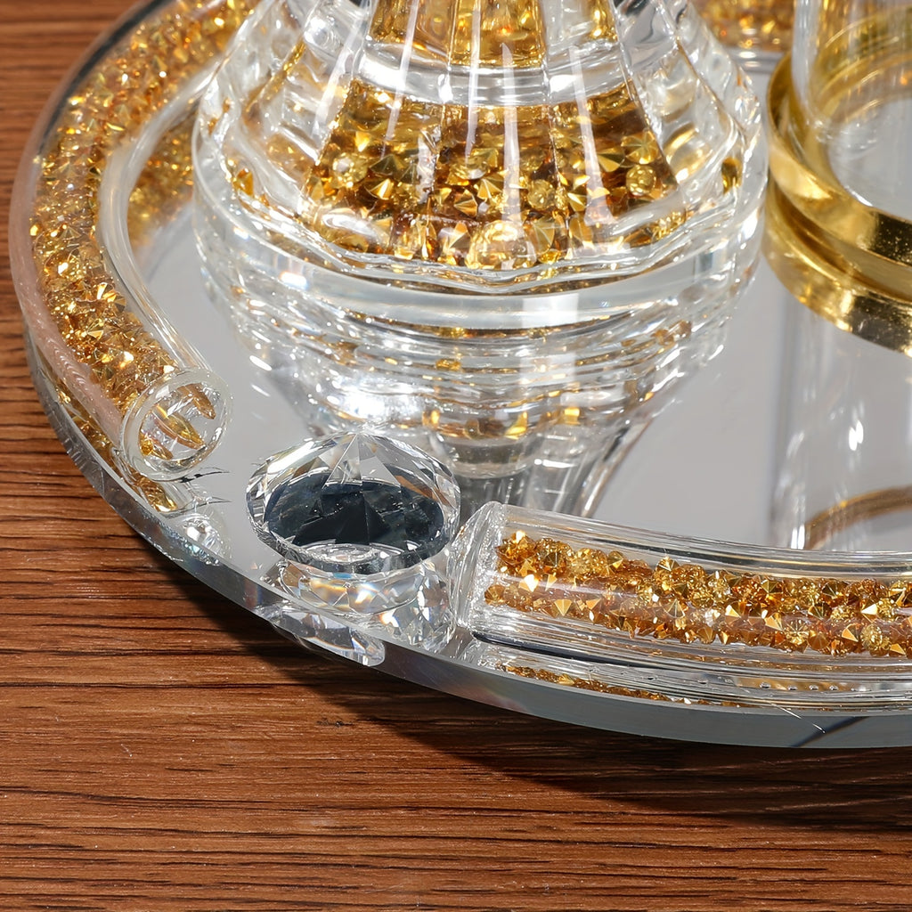 [Home Wedding Ramadan] 4pcs Crystal for Lotus Glass Incense Holder Set, Luxury Diamond Muslim Censers Sticks Hold for Home Wedding Ramadan Decoration, 2024