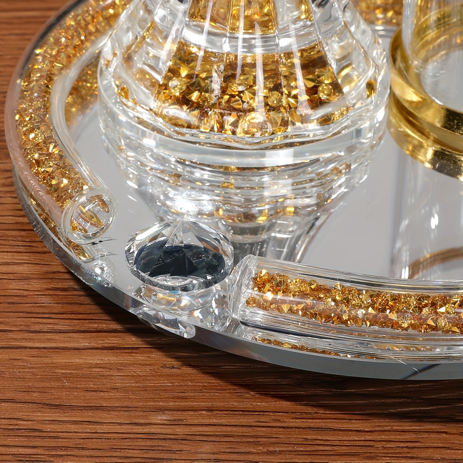 [Home Wedding Ramadan] 4pcs Crystal for Lotus Glass Incense Holder Set, Luxury Diamond Muslim Censers Sticks Hold for Home Wedding Ramadan Decoration, 2024