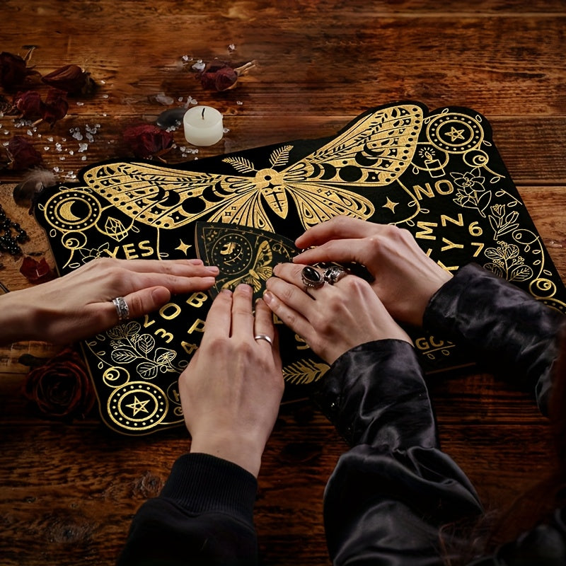 Butterfly-Themed Wooden Ouija Board Set with Instructions - Engraved Spirit Board for Wiccan Altar & Party Decorations