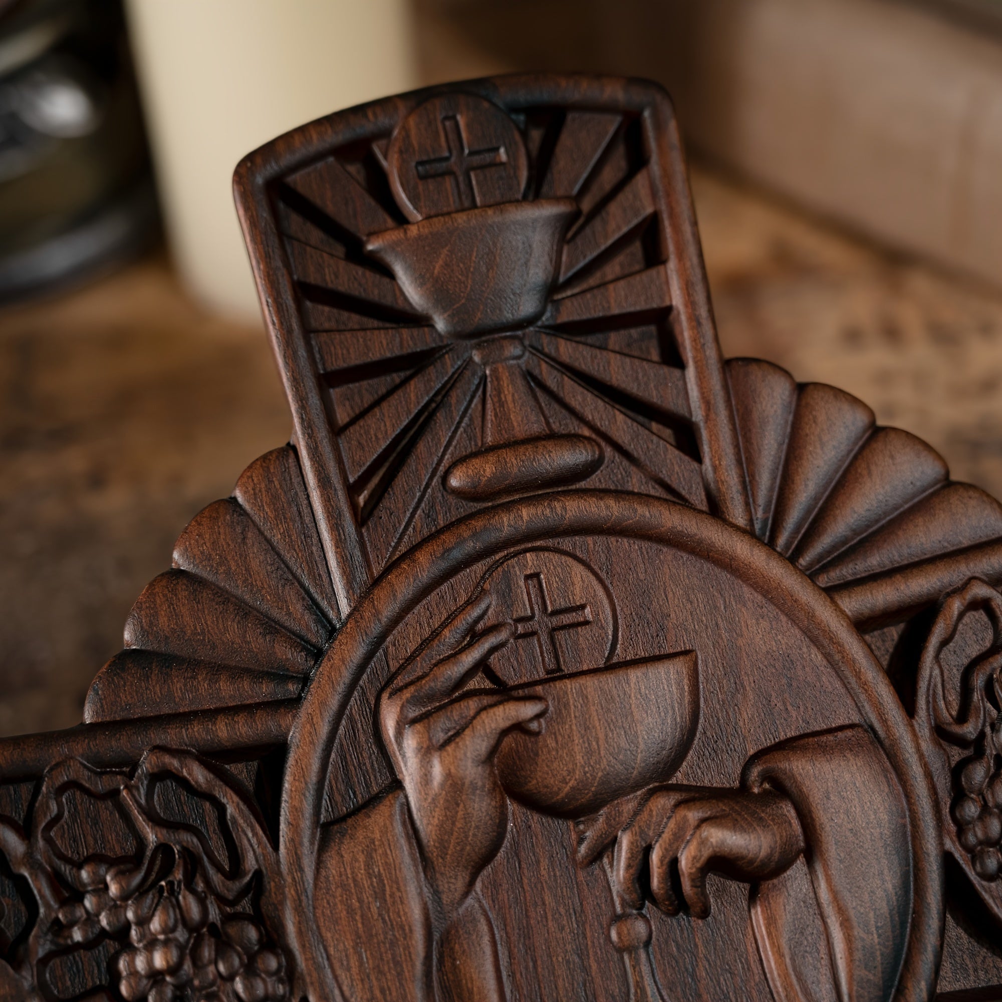 1pc Holy Grail Solid Wooden Cross, Home Prayer Church Decoration, Handmade Wooden Christian Gifts, Home Room Decoration, Wall Decor, Suitable for Christmas Gift