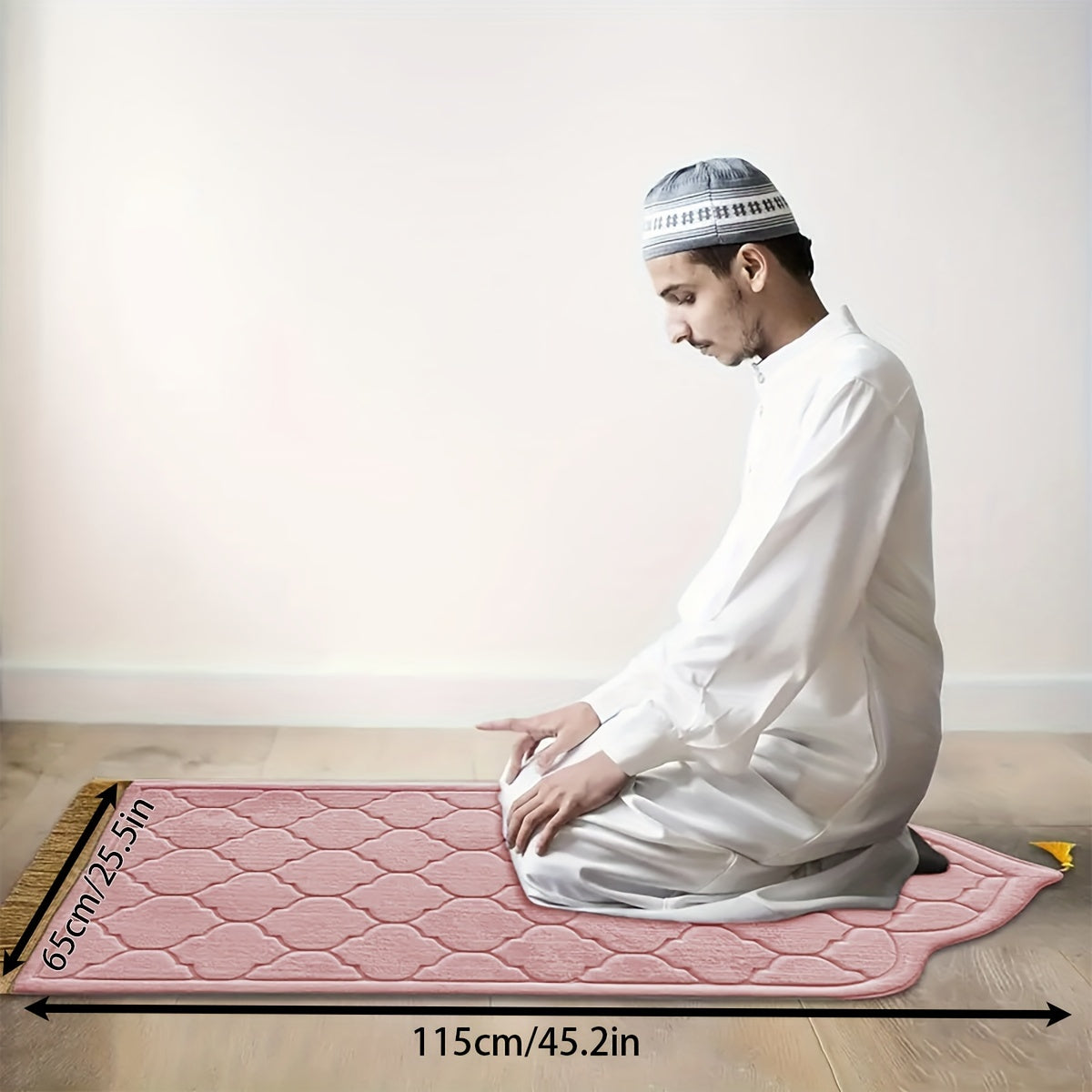 1 Pc Red Muslim Prayer Mat, Non-Slip Foldable Family Prayer Mat, Tassel Pilgrimage Mat, Thickened Kneeling Mat, For Pilgrimage Activities