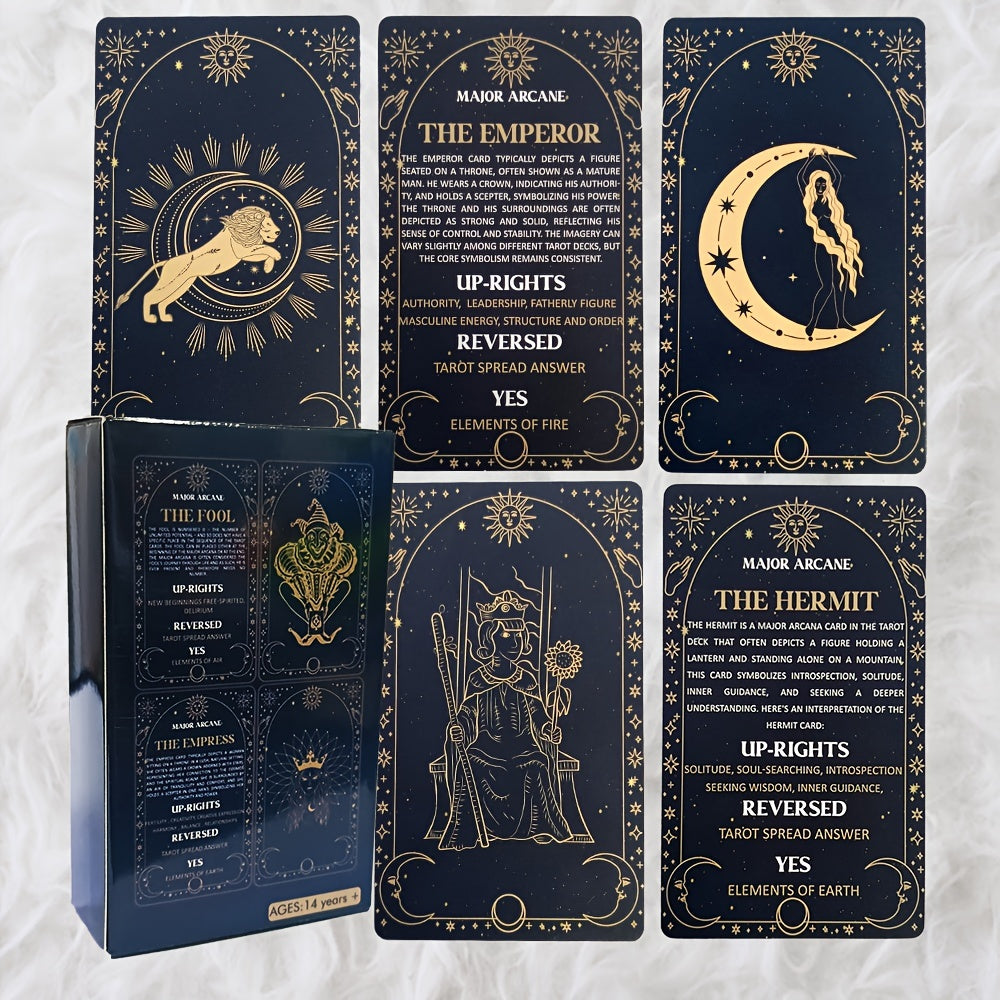 78-Card Tarot Deck for Beginners with Meanings - Pocket-Sized Divination Cards, Fortune Telling Party Game for Ages 14+ - Durable Paper Material, Guide Included