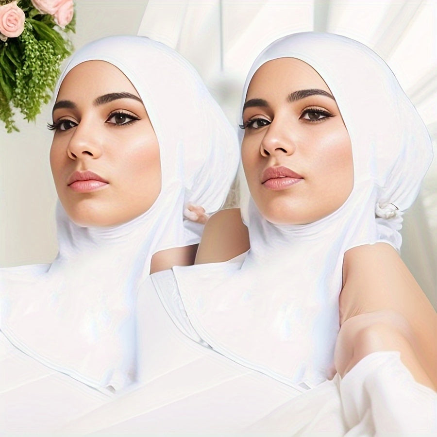 2pcs New Turban Cap Hijab Cap Ramadan Hat Hijab Thin Breathable Elastic Pullover Caps Elegant Style Muslim Head Wrap Gifts For Eid