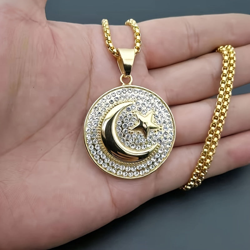 1pc Muslim Crescent and Star Islamic Necklace Amulet Islamic Jewelry Gift for Friends