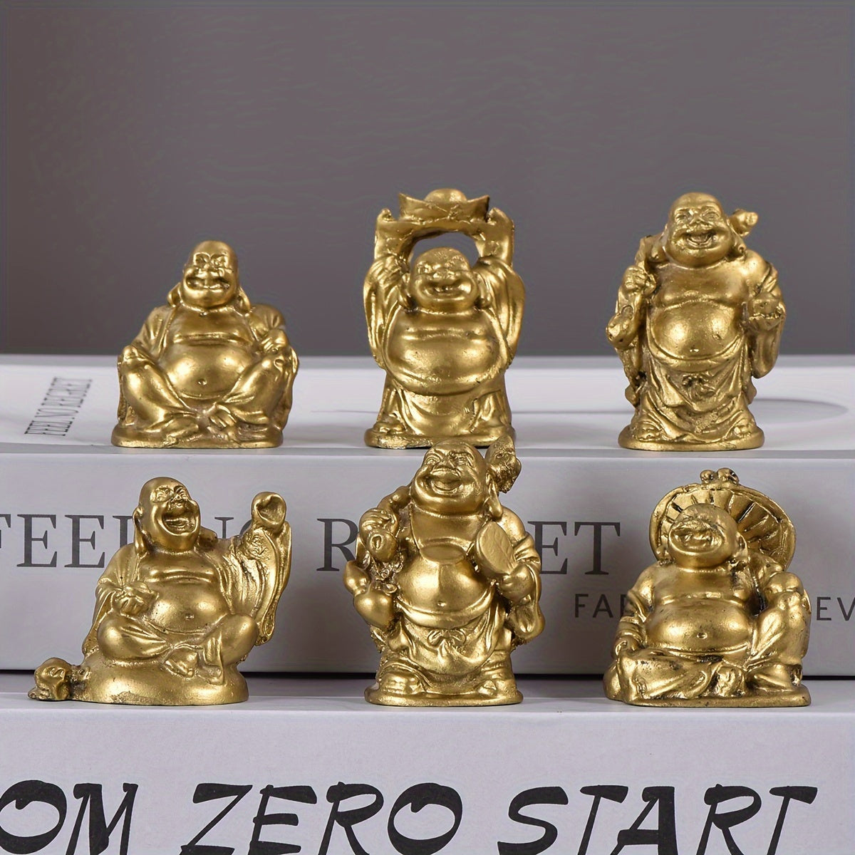 6pcs Antique Auspicious Buddha Statue Resin Ornament, Resin Ornament, Feng Shui Buddha Statue Ornament, Indoor Small Ornament, Car Small Ornament
