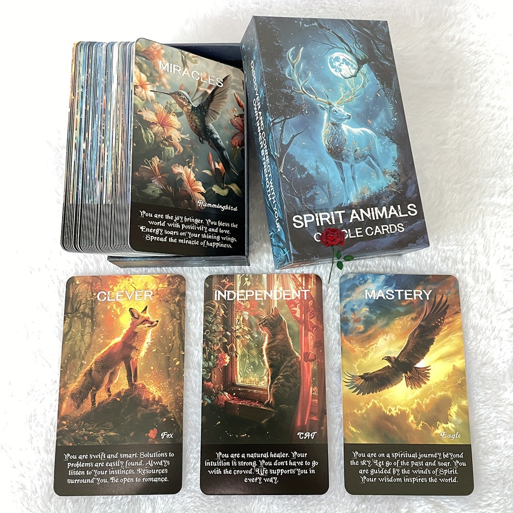Animal Oracle Cards, Animal Tarot Cards, Animal Information, Tarot Cards with Keywords, Fortune Telling Toy, 4.72x2.76inch, 52 Cards