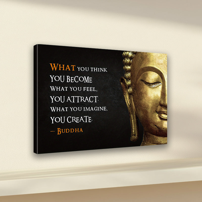 Buddha Meditation Canvas Wall Art with Inspirational Quote, Pine Wood Framed Print for Home and Office Decor, Perfect Gift for Any Occasion, Multiple Sizes Available, Zen Home Deco