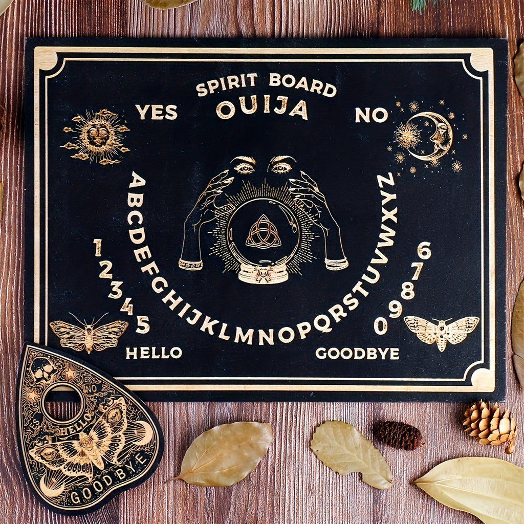11.8X9 Inch Dowsing Divination Board Ouija Board Wooden Board Talking Board with Planchette