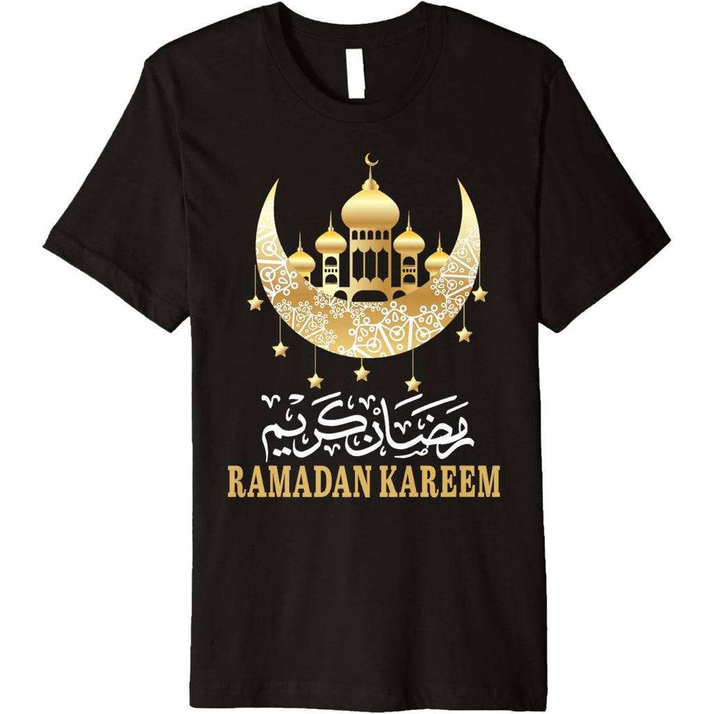 Ramadan Kareem Islamic Muslim Fasting Happy Ramadan adults adults Premium A Festive/ Everyday Gift For Family and Friends - Short-Sleeved Shirt, Daily Wear, 100% cotton, Black, S-XXXL