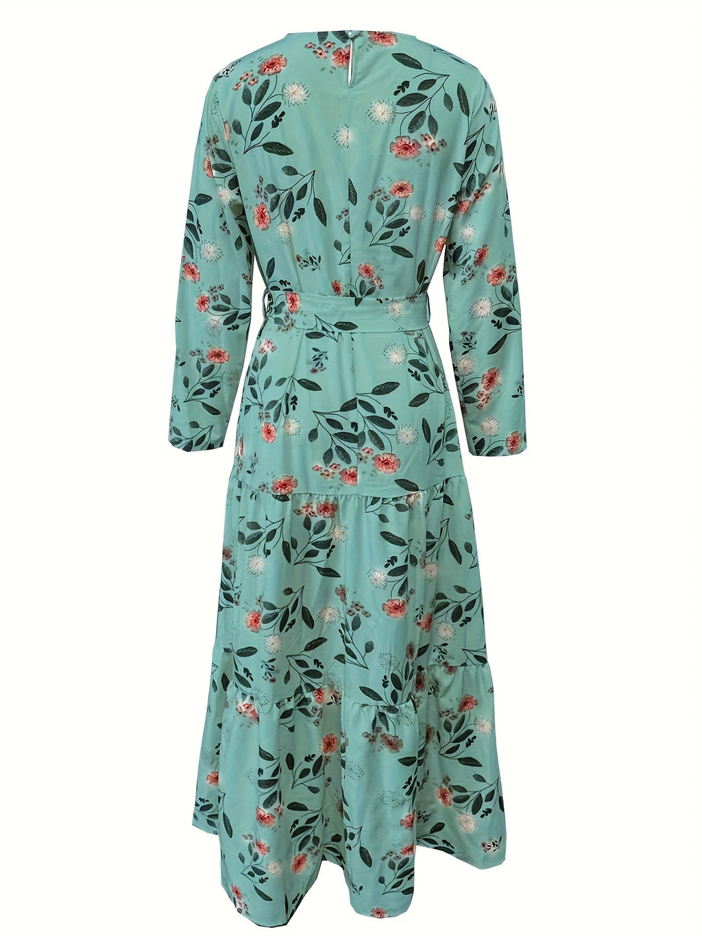 2023 New Women's Elegant Middle Eastern Abaya - Black Floral Print with Red Flowers, Long Sleeve Lace-Up Modest Dress, Machine Washable for Spring Summer Fall, Abaya Dress Fancy, Comfortable Modestwear, No Stretch Fabric, Mus