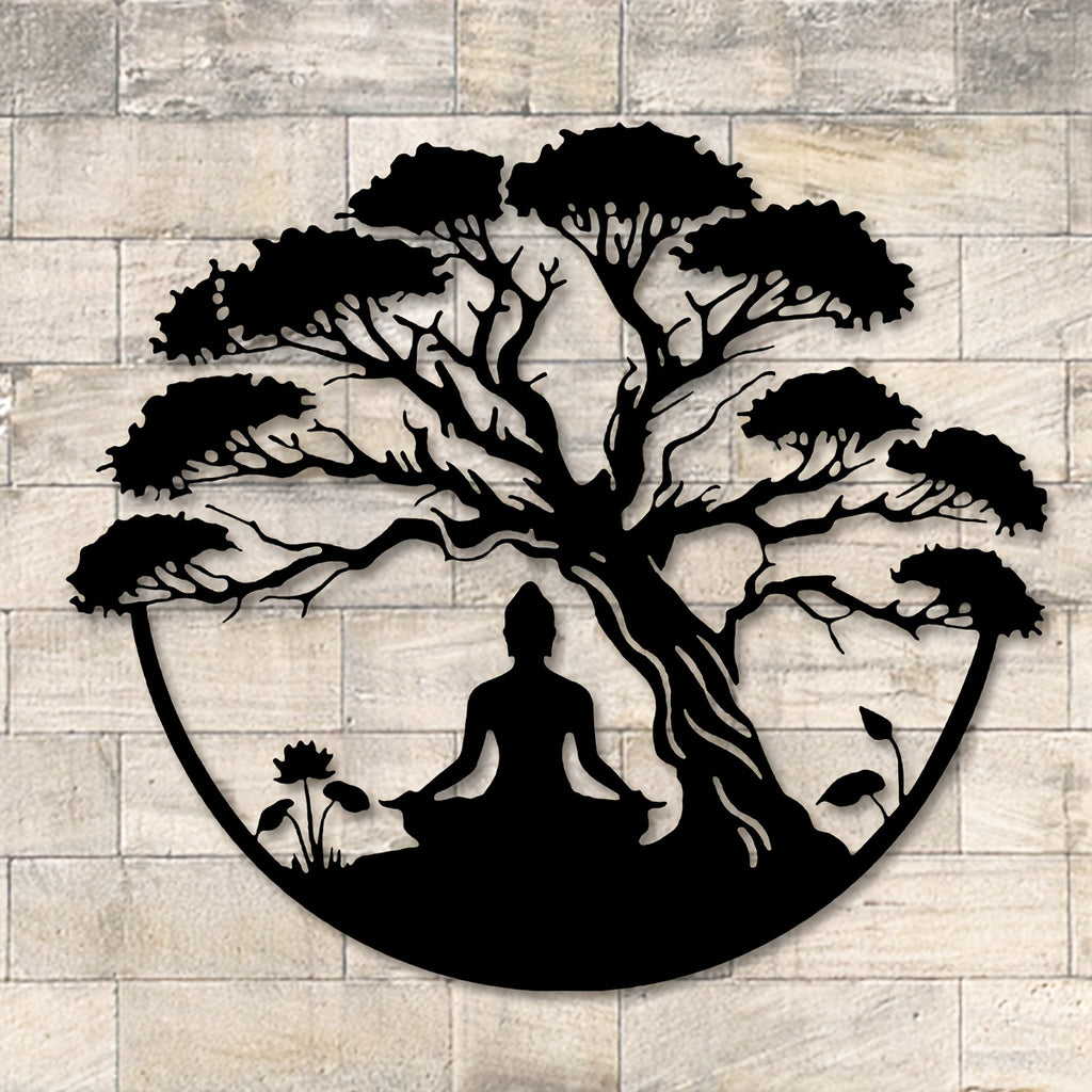 1pc Buddha Statue Metal Wall Art Suitable for Home, Office, Outdoor Zen Meditation Statue - Chakra Wall Decor, Yoga & Meditation Gift, Metal Buddha Art 15.7inx14in