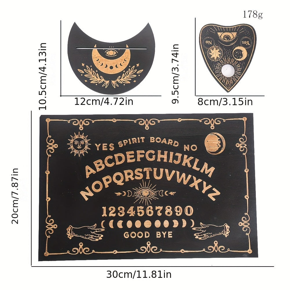 3pcs Divination Board Set Wooden Carved Boards Ouija Decorative Wood Crafts - Elegant Carved Designs, Mystical Ouija Tools and Home Decor