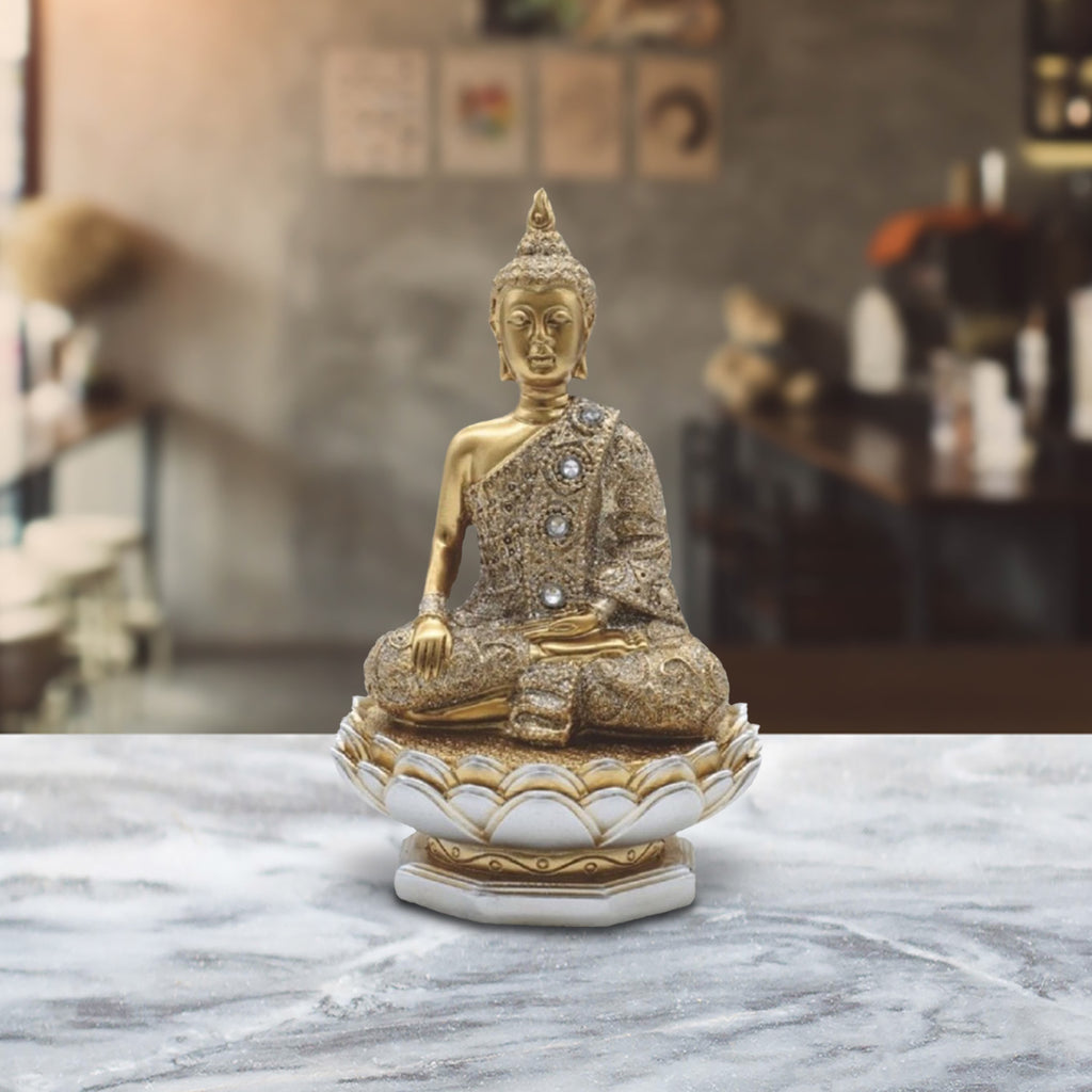 FC Design 6"H Earth Touching Buddha on Lotus Seat in Gold and Silver Figurine Statue Home/Room Decor and Perfect Gift Ideas for House Warming, Holidays and Birthdays Great Collectible Addition