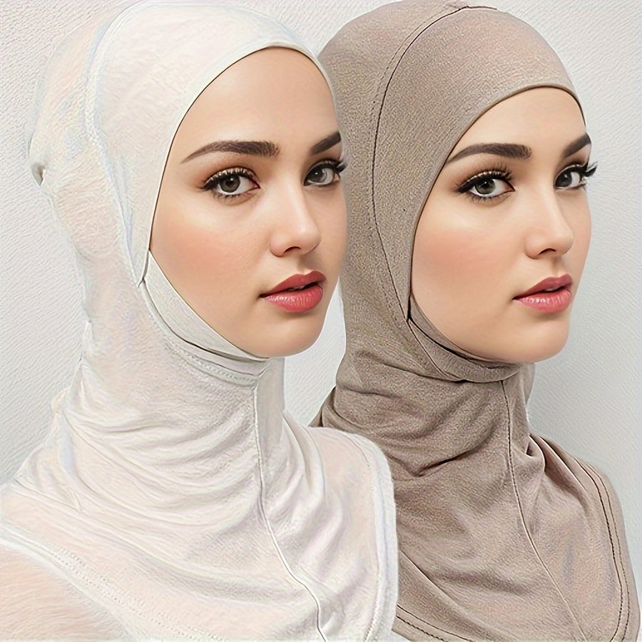 2pcs New Turban Cap Hijab Cap Ramadan Hat Hijab Thin Breathable Elastic Pullover Caps Elegant Style Muslim Head Wrap Gifts For Eid