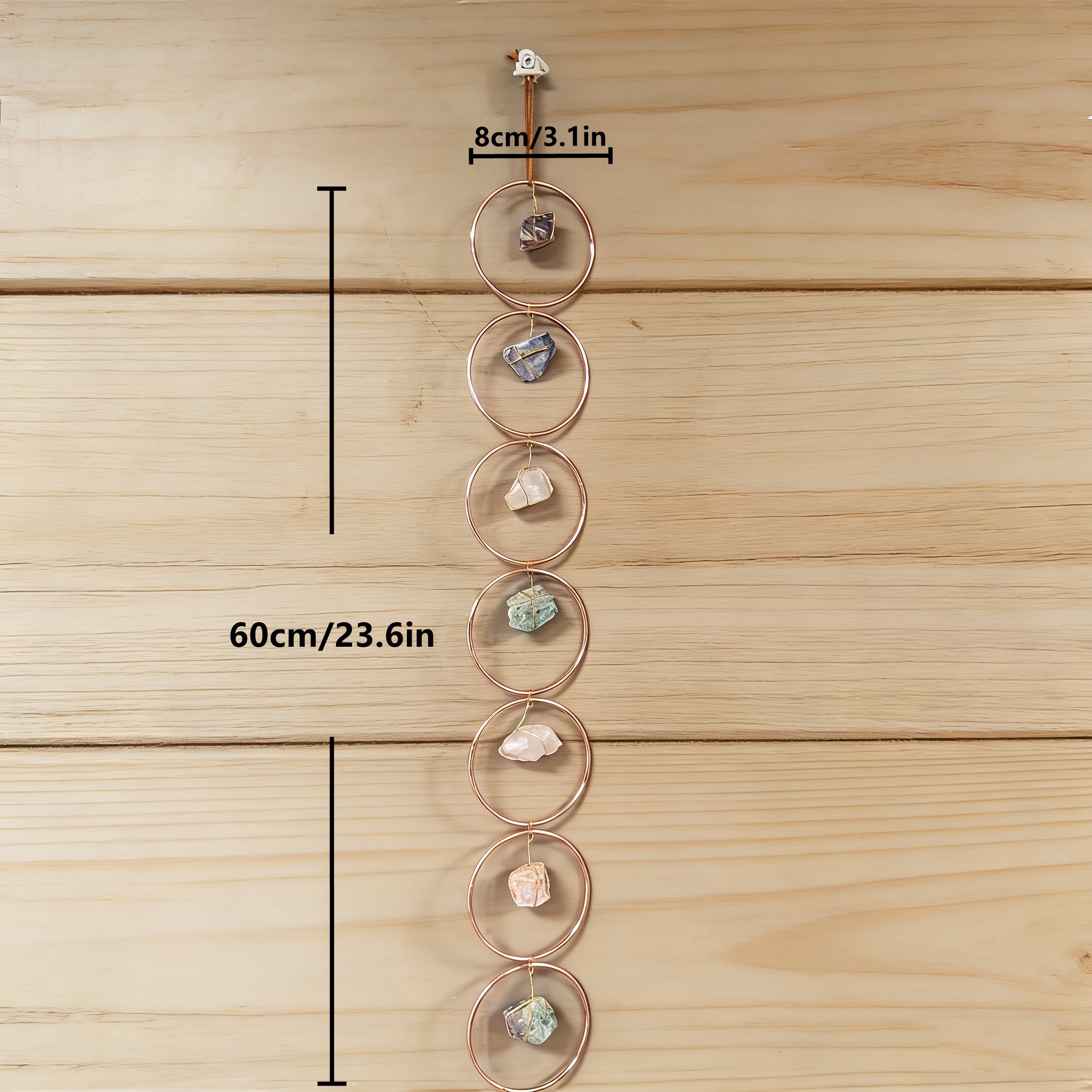 Vintage 7 Chakra Crystal Gemstone Wall Hanger - Rustic Hanging Ornament for Home Decor, Yoga & Spiritual Meditation, Natural Stones for Healing, Vintage Home Decor