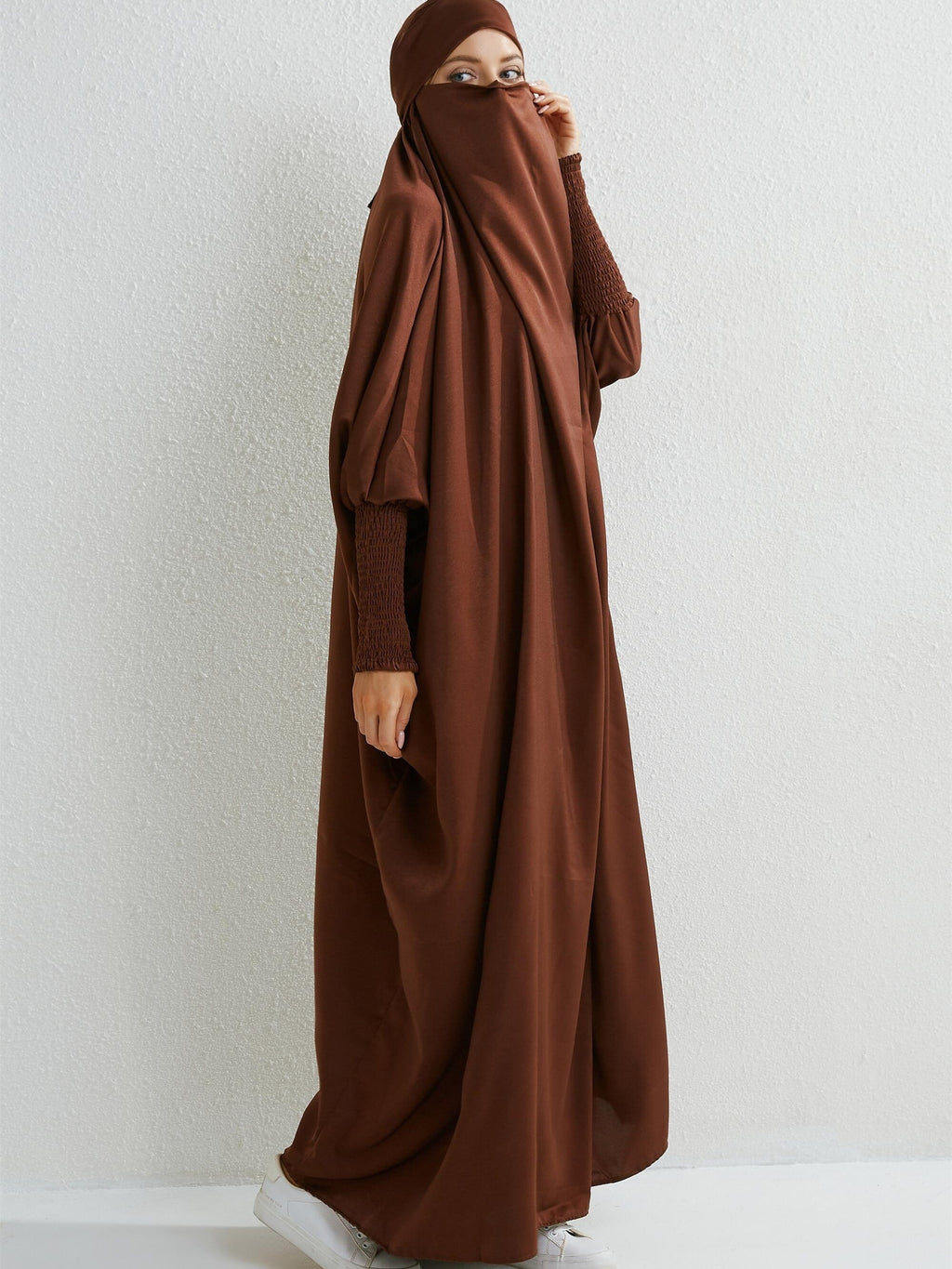 Ramadan Solid One-Piece Prayer Modest Dress - Modest Full Length Dress With Hijab -  For Women - Suitable for Ramadan & Islamic Events - Perfect Gift for Muslim Women