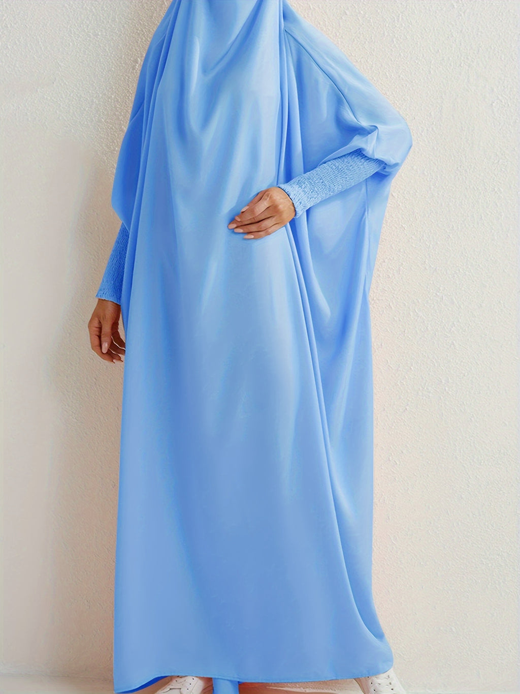 Ramadan Solid One-Piece Prayer Modest Dress - Modest Full Length Dress With Hijab -  For Women - Suitable for Ramadan & Islamic Events - Perfect Gift for Muslim Women