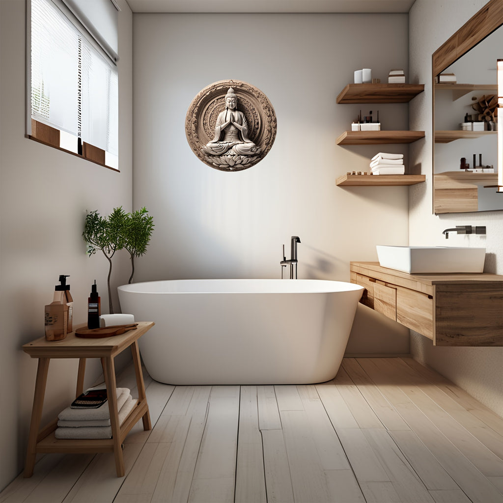 8X8" Buddha Bodhisattva Aluminum Wall Art - Unique Home & Bathroom Decor