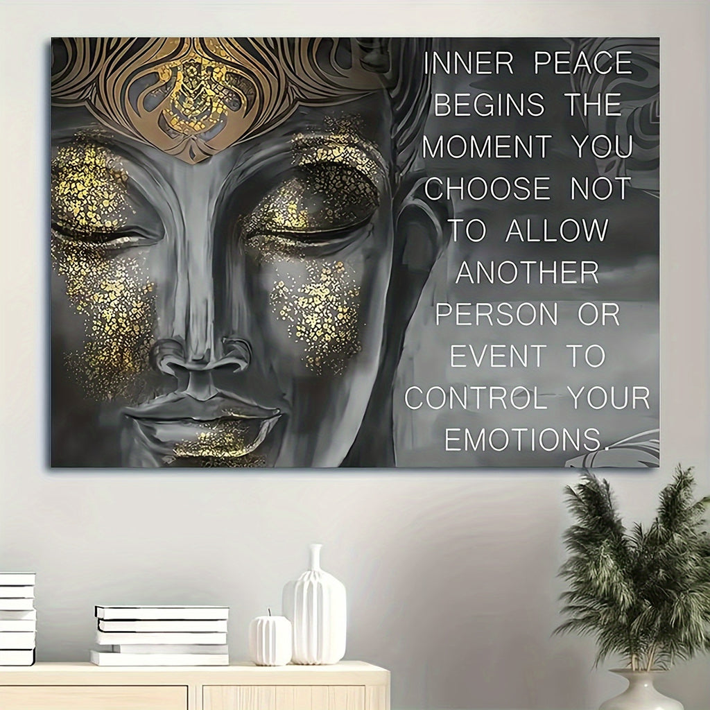 1pc Buddha Quote Canvas Wall Art, Meditating Buddha Canvas Print, Inspirational Emotional Control Decor, Rolled Canvas Artwork for Office, Bedroom, Living Room, Waterproof Canvas, Easy to Frame, Home Decoration Poster, Gift I