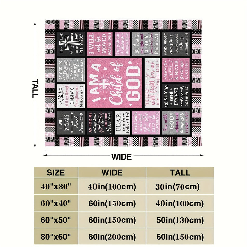 1pc Christian Women'S Gift 'I Am a Child of God' Fleece Blanket for Napping, Sofa, And Bedding