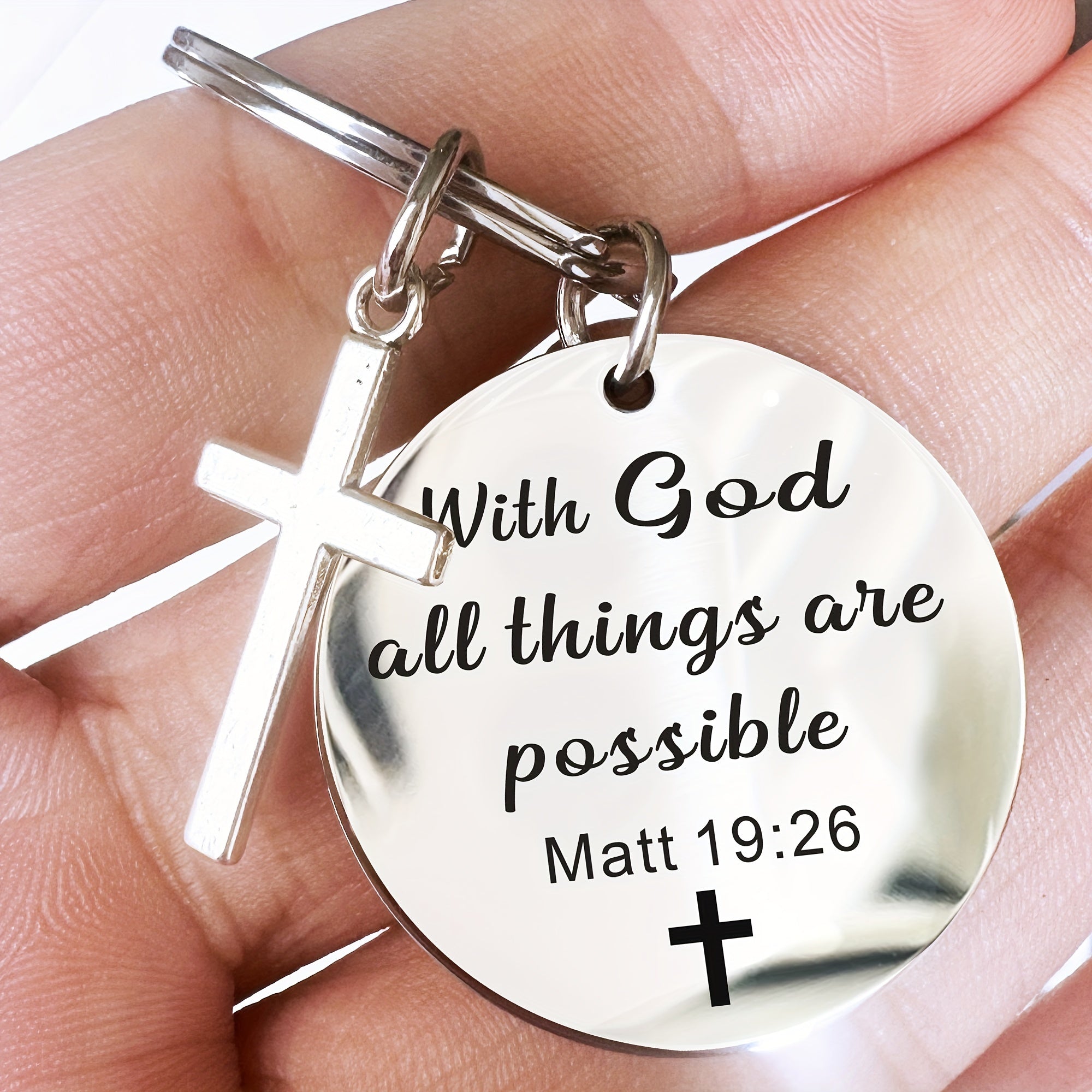 Bible Verse Cross Keychain Christian Metal Key Ring Purse Bag Backpack Car Key Charm Clothing Accessory Christmas Gift