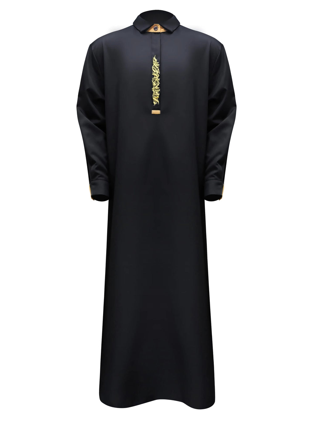 Arab Men's Plus Size Black Robe Muslim Casual Embroidered Jubba Robe All-season Universal Thobe Jubba Thawb For Men, Men's Clothing, Plus Size