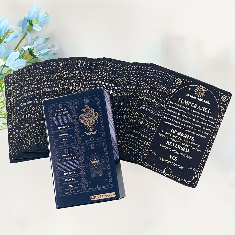 78-Card Tarot Deck for Beginners with Meanings - Pocket-Sized Divination Cards, Fortune Telling Party Game for Ages 14+ - Durable Paper Material, Guide Included