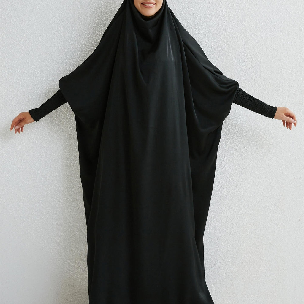 Ramadan Solid One-Piece Prayer Modest Dress - Modest Full Length Dress With Hijab -  For Women - Suitable for Ramadan & Islamic Events - Perfect Gift for Muslim Women