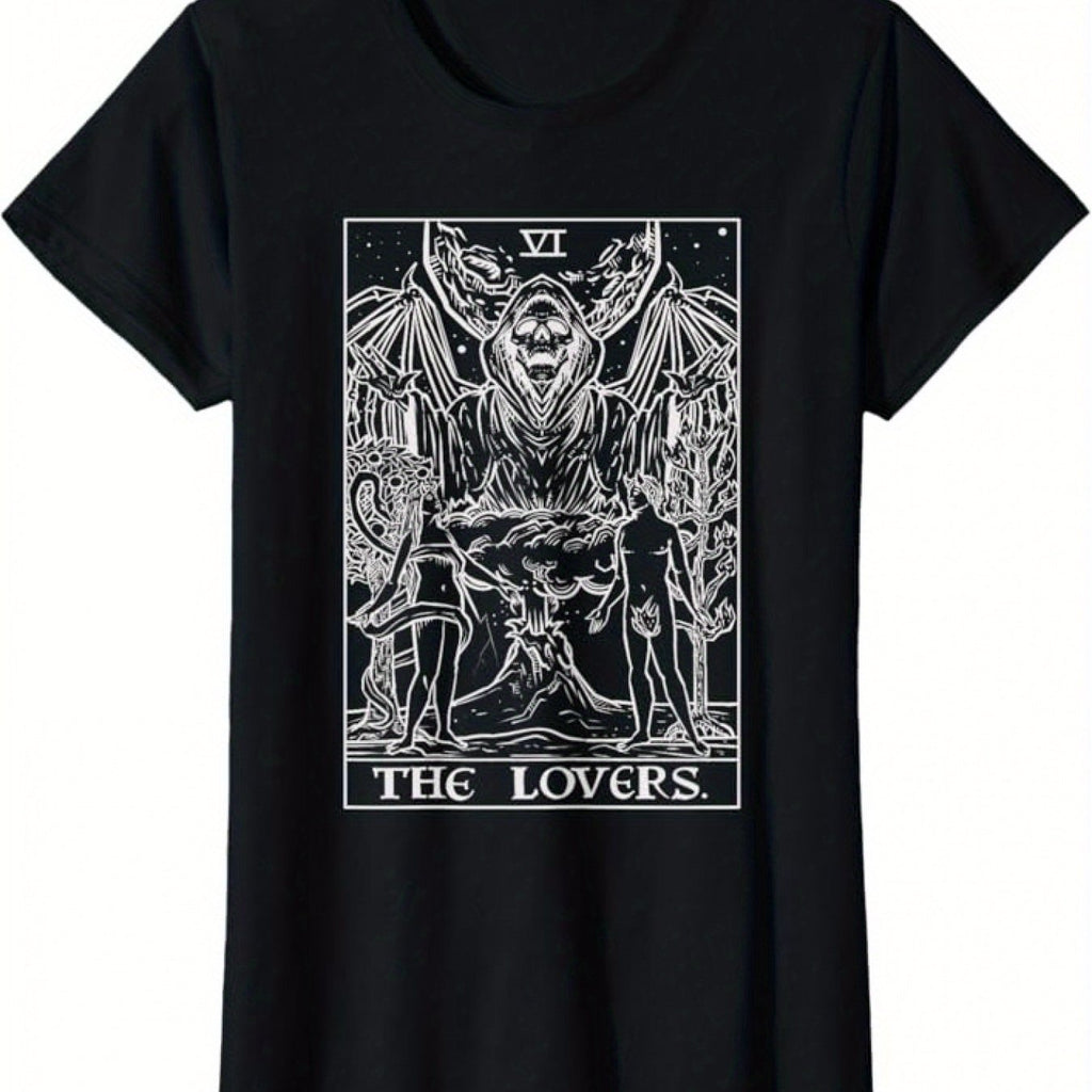 The Lovers Tarot Card Halloween Grim Reaper Gothic Horror T-Shirt