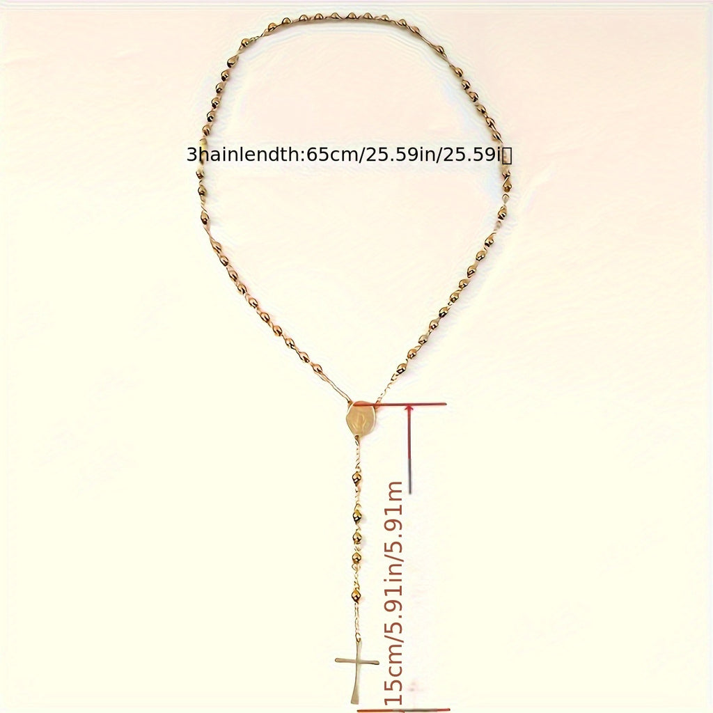 Stainless Steel Virgin Mary Pendant Necklace for Women, Rosary Prayer Beads Chains Jewelry, Catholic Christian Religion