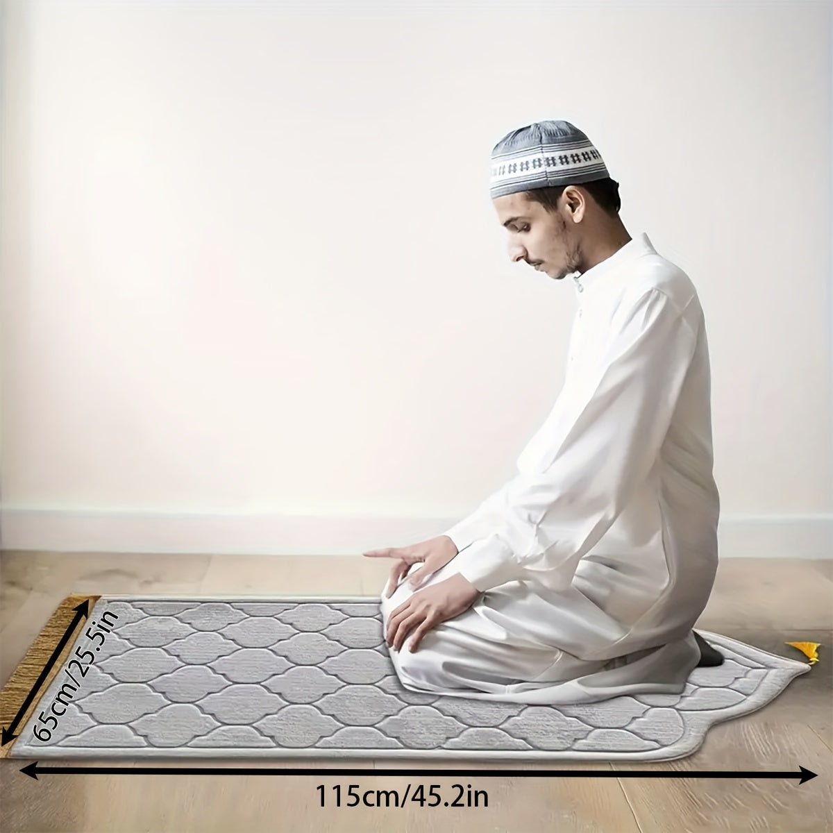 1 Pc Red Muslim Prayer Mat, Non-Slip Foldable Family Prayer Mat, Tassel Pilgrimage Mat, Thickened Kneeling Mat, For Pilgrimage Activities