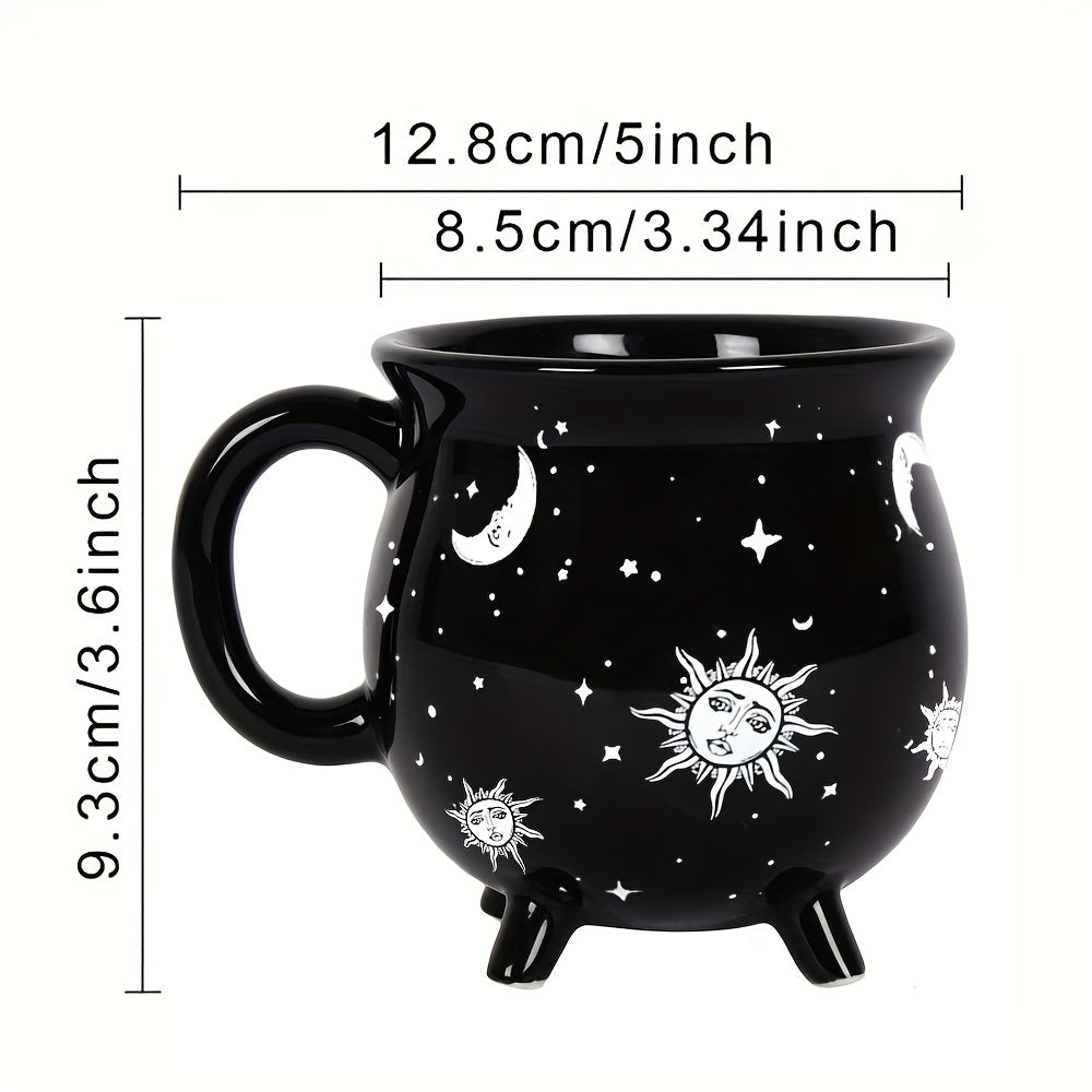 1pc,Moon And Stars Coffee Mug,350ml/11.8oz Witch Brew Shaped Ceramic Coffee Cups, Divination Water Cups, Spooky Witch Coffee Cup for Adults & Youngsters, Perfect for Halloween or Witchy Tabletop Decor, Festive Beverage Mug |