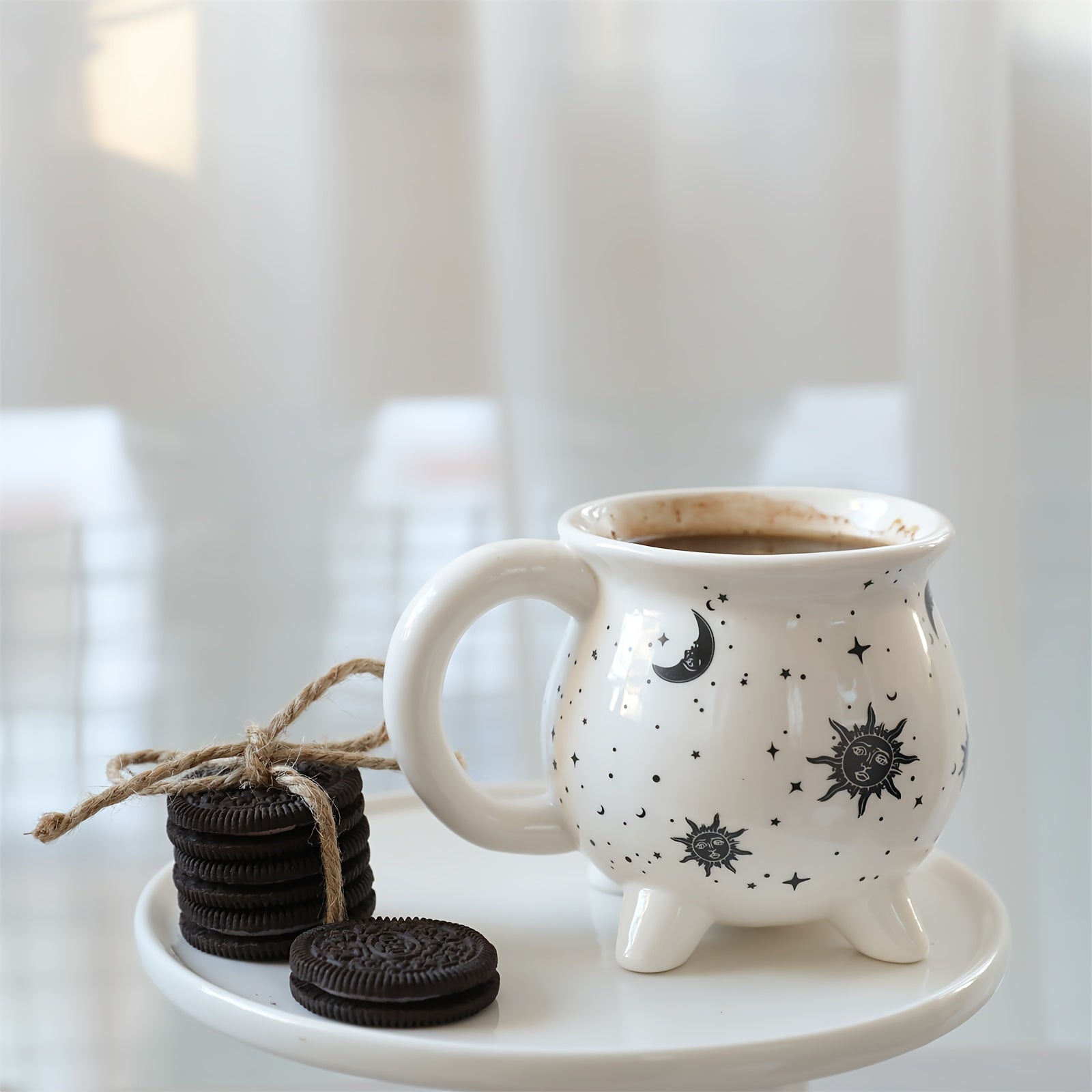 1pc,Moon And Stars Coffee Mug,350ml/11.8oz Witch Brew Shaped Ceramic Coffee Cups, Divination Water Cups, Spooky Witch Coffee Cup for Adults & Youngsters, Perfect for Halloween or Witchy Tabletop Decor, Festive Beverage Mug |