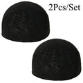 2pcs/Set Men'S Muslim Kufi Cap, Breathable Knitted Polyester Prayer Hat, Lightweight Middle Eastern Arab Traditional Headwear, Adjustable Toggle Closure, Machine Washable, Ramadan Celebration