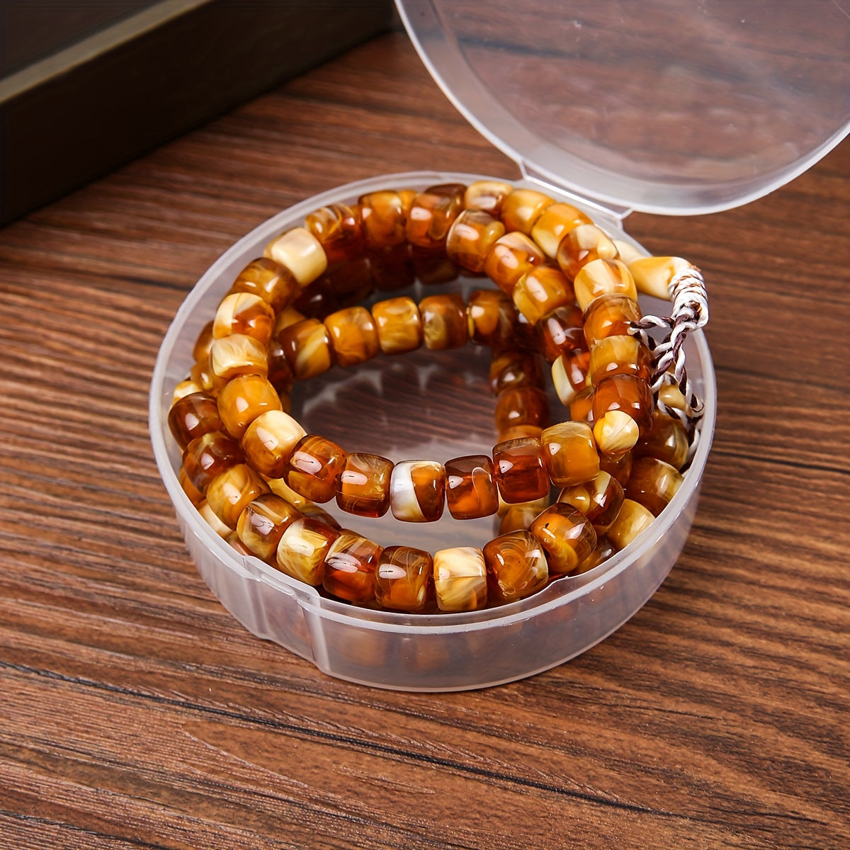 Vintage Style Acrylic Prayer Beads Bracelet – 99 Beads Islamic Muslim Rosary – Middle Eastern Religious Worship Jewelry – Unisex Spiritual Accessory