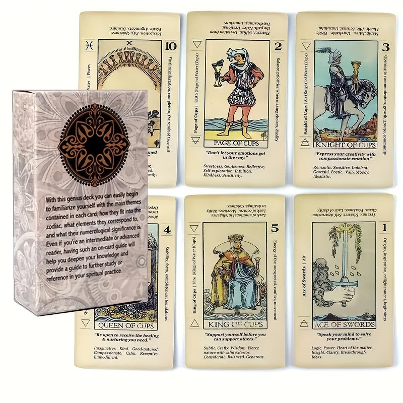 Beginner's Tarot Card Set with Keywords - Fortune Telling for Insight & Guidance