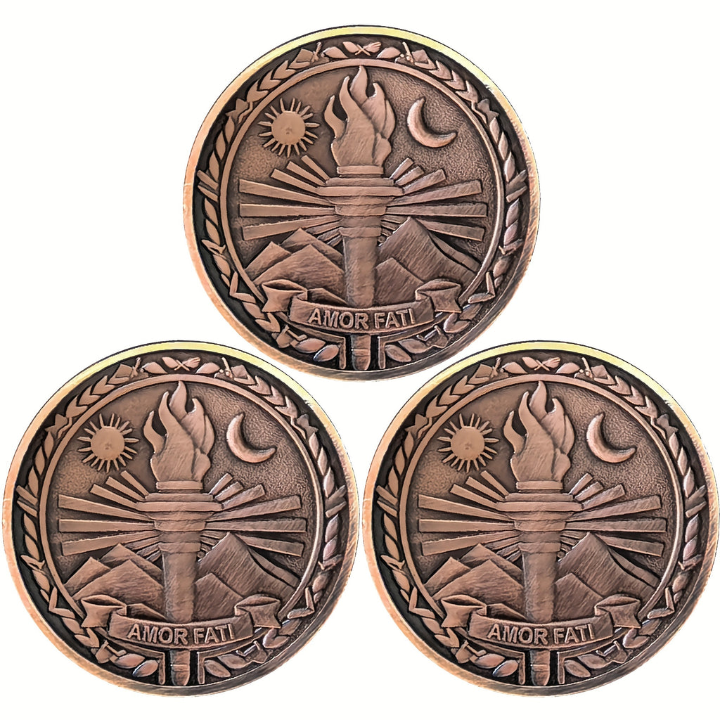 3pcs Amor Fati Resilience Emblem Challenge Coin - Stoic Philosophy-Inspired Metal Token - Motivational Daily Reminder For Stoicism Practitioners And Enthusiasts