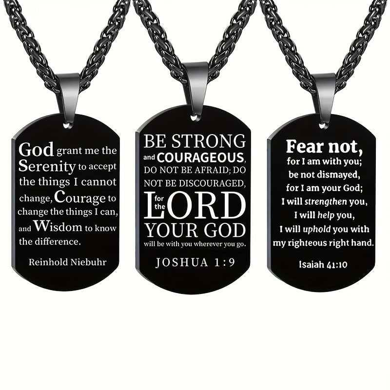 Funky Christian Dog Tag Necklace - Uncoated Stainless Steel with Laser Engraved Bible Verses - Suitable for Everyday Wear