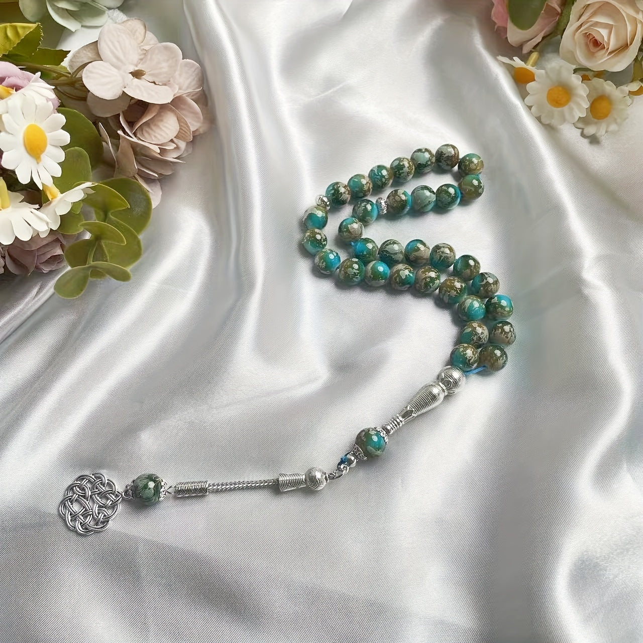 Single Spike Flower Color Round Bead Bracelet Muslim Prayer Tasbih Daily Arabic